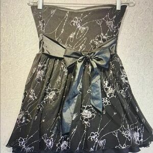 Floral Strapless Dress with Bow